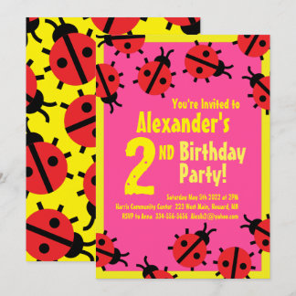 Lady Bug Animal Kid's Birthday Party Einladungen