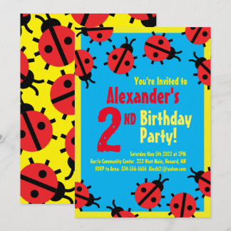 Lady Bug Animal Kid's Birthday Party Einladungen