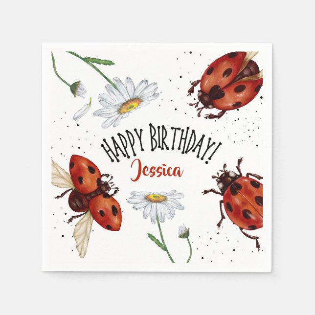 Lady Bug Birthday Garden Party Serviette (Vorderseite)