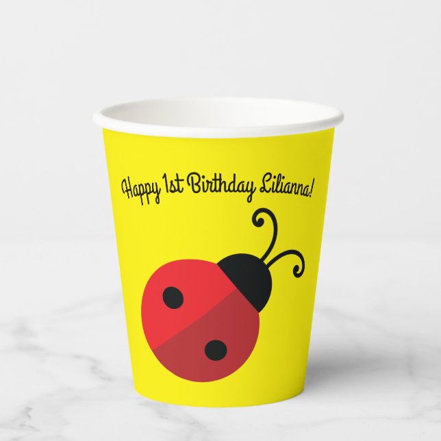 Lady Bug Birthday Party Pappbecher (Vorderseite)
