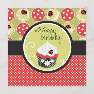 Lady Bug & Cupcake zum Geburtstag Karte