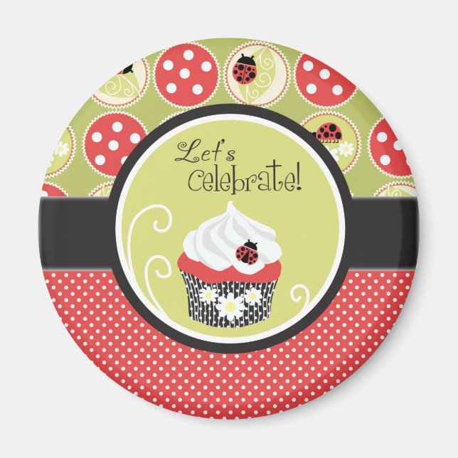 Lady Bug & Cupcake zum Geburtstag Magnet (Vorne)