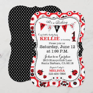Lady Bug et Pois Invitation d'anniversaire
