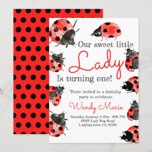 Lady Bug Geburtstagsmädchen Party Einladung