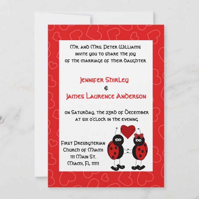 Lady-Bug-Hochzeitseinladung Einladung (Vorderseite)