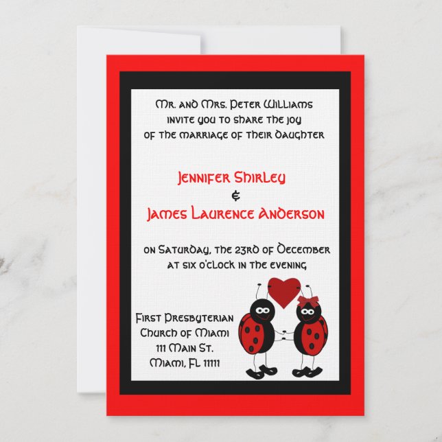Lady-Bug-Hochzeitseinladung Einladung (Vorderseite)