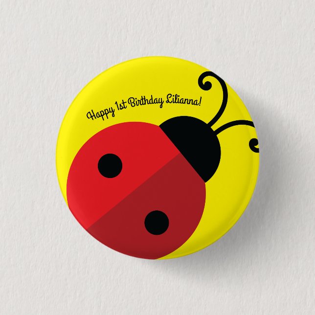 Lady Bug Niedlich 1. Geburtstag Party Button (Vorderseite)
