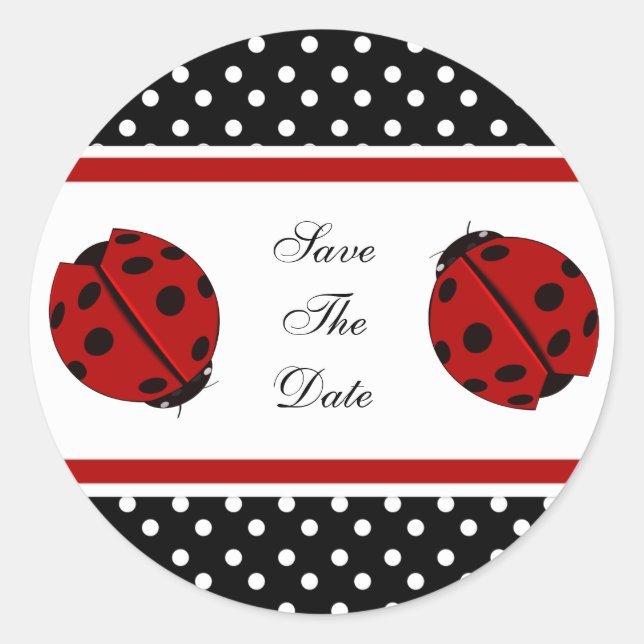 Lady Bug Save the Date Stickers (Vorderseite)