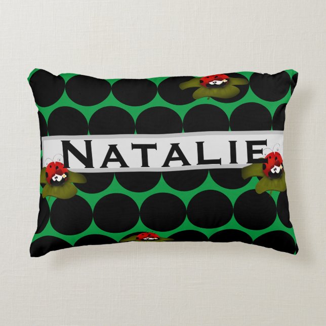 Lady Bug Sur Lilly Pad Accent Coussin (Devant)