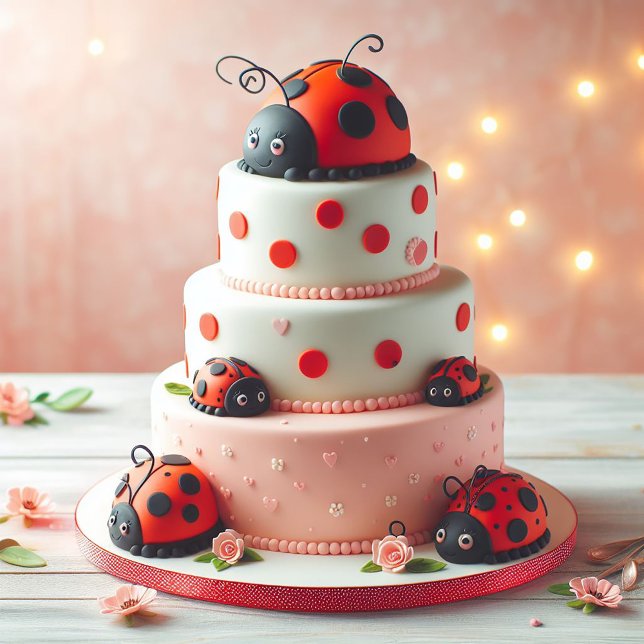 LADY BUG THEMED KINDERGEBURTSTAG CAKE KARTE (Von Creator hochgeladen)