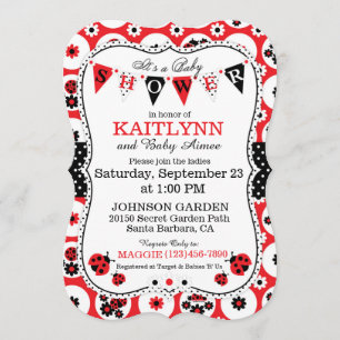 Lady Bug und Polka Dot Print Baby Showeinladungen Einladung