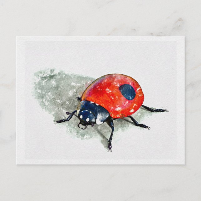 Lady Bug Watercolor Postkarte (Vorderseite)