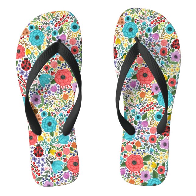 Lady Bugs und Blume Flip Flops (Fußbett)