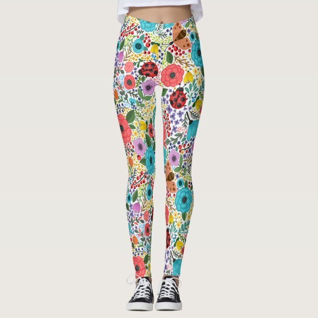 Lady Bugs und Blume Leggings (Vorderseite)