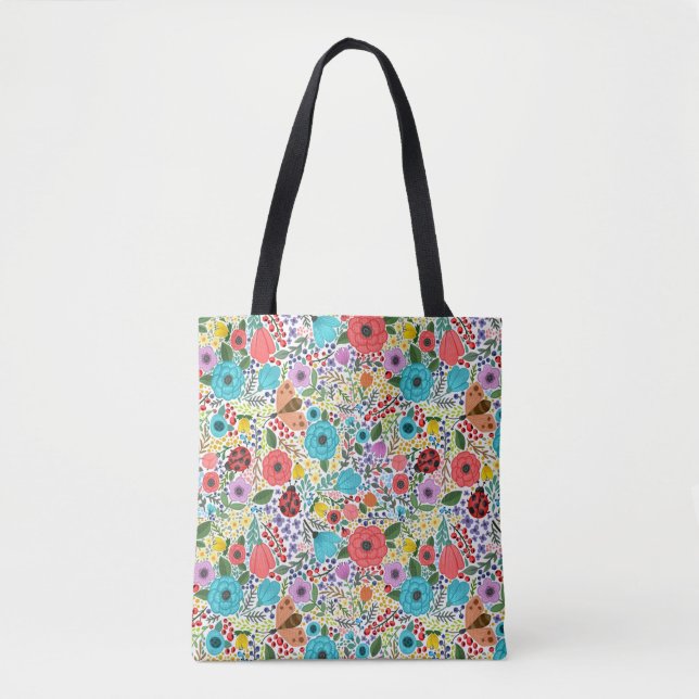 Lady Bugs und Blume Tasche (Vorderseite)