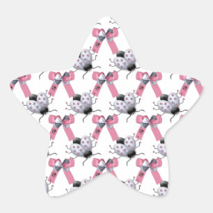 Lady Bugs und Bows Stern-Aufkleber