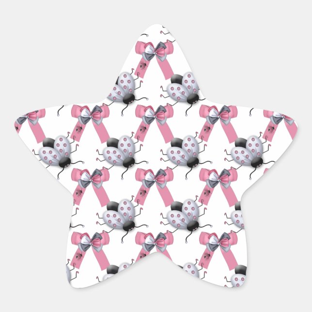 Lady Bugs und Bows Stern-Aufkleber (Vorderseite)