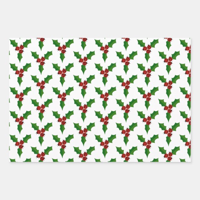 Lady Bugs und Holly Geschenkpapier Set (Vorderseite 3)