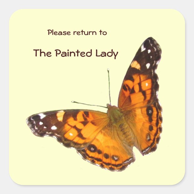 Lady Butterfly Buchzeichen ~ Aufkleber (Vorderseite)