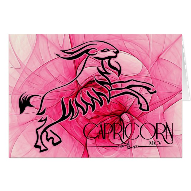 Lady Capricorn rose Zodiac blanc carte de note (Devant Horizontal)