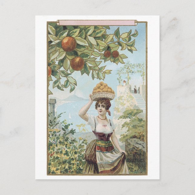 Lady Carry Fruit Postkarte (Vorderseite)