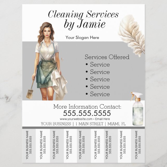 Lady Cleaning Service Business Tee Off Flyer (Vorne)