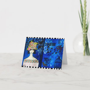 Lady dans un Casquette avec Crows carte de voeux m