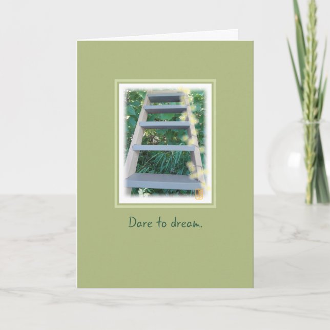 Lady "Dare to dream" auf Green Inspiration Karte (Vorderseite)