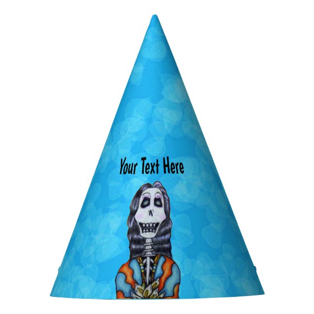 Lady Day of Dead Skeleton Cape Aqua blau Partyhütchen (Vorderseite)