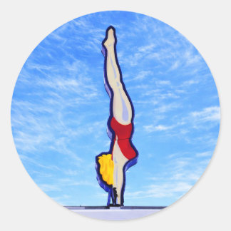 Lady Diver, roter Badeanzug, Vintage-Neonschild, Runder Aufkleber