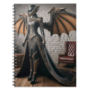 Lady Dragon Rider Steampunk Viktorianisch Industri Notizblock