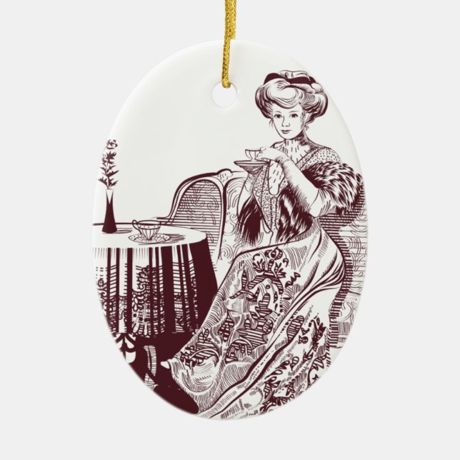 Lady Drink Keramikornament (Vorne)