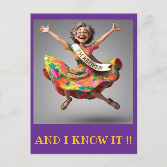 " LADY ENDLICH RETIRED " POSTKARTE (Vorderseite)