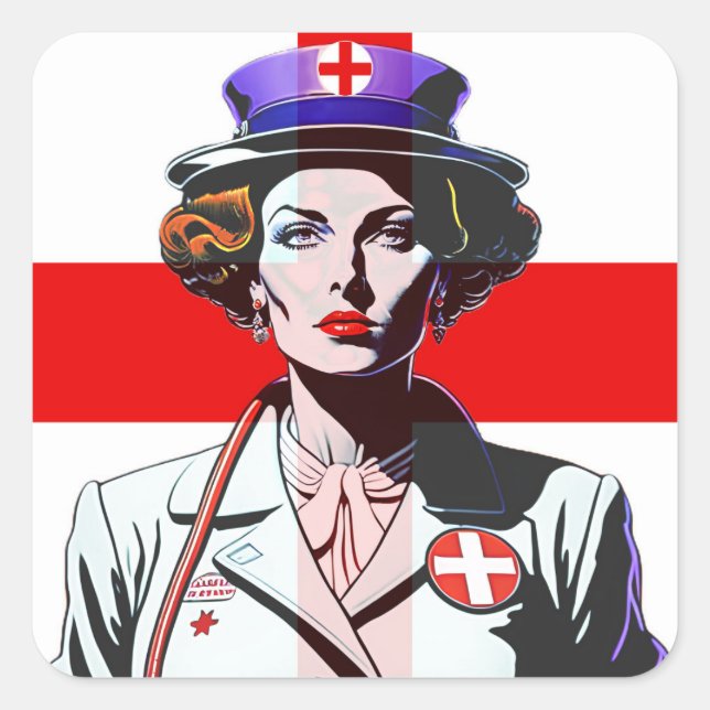 Lady England Quadratischer Aufkleber (Vorderseite)