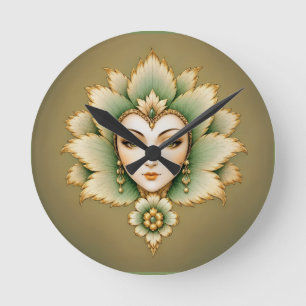 Lady Flower Smaragd & Gold Ohrringe Persischer L Runde Wanduhr