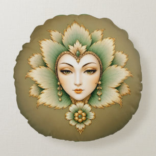 Lady Flower Smaragd & Gold Ohrringe Persischer L Rundes Kissen