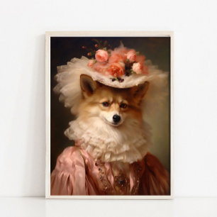 Lady Fox Vintage-Porträt-Kunstprint, Renaissance Poster