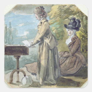 Lady Francis Scott und Lady Elliot, c.1770 (w/c ov Quadratischer Aufkleber