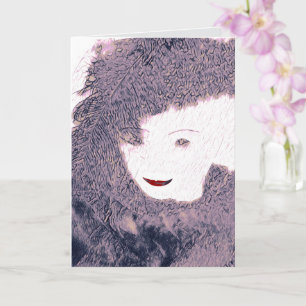 Lady Frau feminine rosa Federn Schönheit Karte