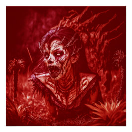 Lady Ghoul knurrt zwischen Pflanzen Poster