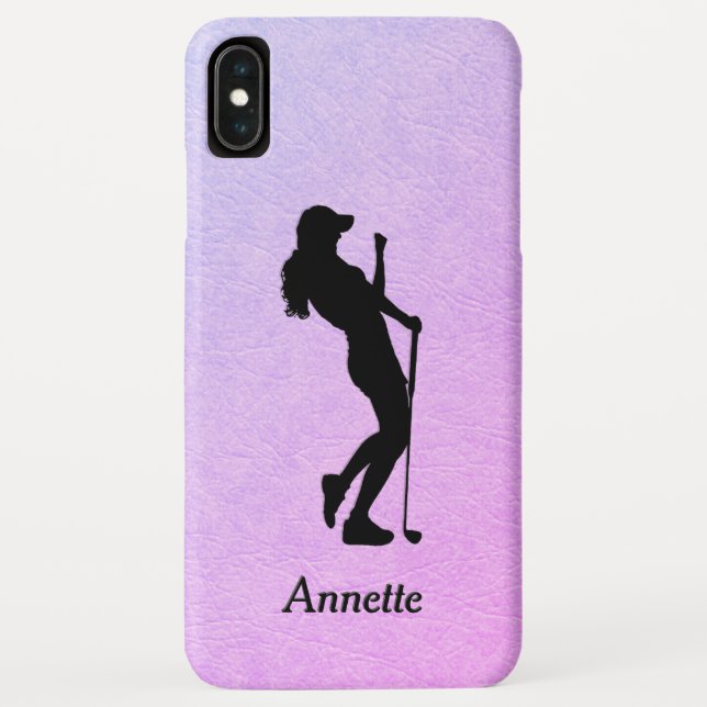 Lady Golf Sport Design Leather Look Personal Case-Mate iPhone Hülle (Rückseite)