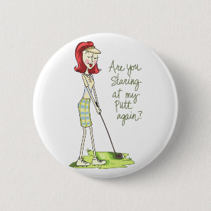 Lady Golfer Button
