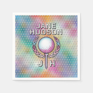 Lady Golfer Custom Monogram Design Serviette