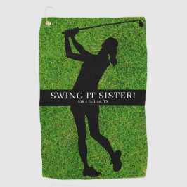 Lady Golfer Golf Green Silhouette Monogram Golfhandtuch