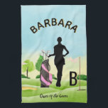 Lady Golfer Golfplatz Individuelle Name 3-D Monogr Geschirrtuch<br><div class="desc">Ein individuelles, einzigartiges Golfhandtuch - geschmackvoll gemacht - bereit, den Platz zu betreiben - landschaftlich - Golfer in Aktion - und personalisieren Sie mit einem individuellen Zwei-Töne-Monogramm und auch ihrem Namen. Das ist ein tolles Geschenk für alle Ladys Golfliebhaber - Spaß / attraktiv / einzigartig und nützlich. Wenn Sie Fragen...</div>