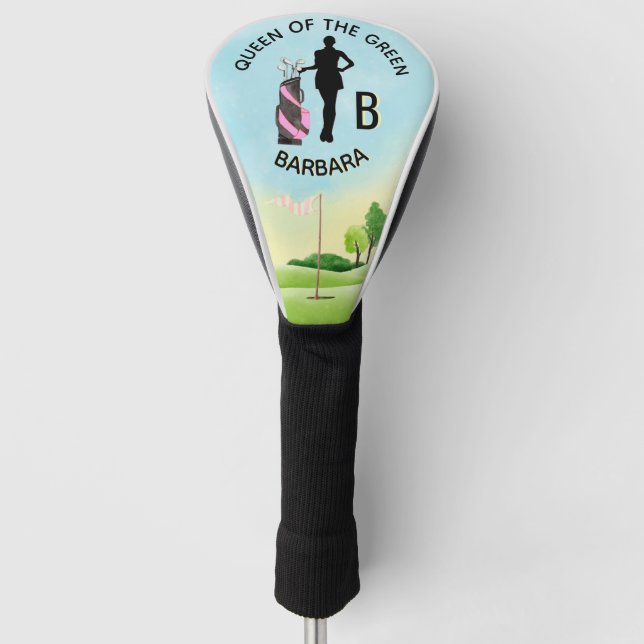 Lady Golfer Golfplatz Individuelle Name 3-D Monogr Golf Headcover (Vorderseite)