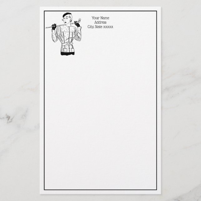 Lady Golfer mit Golf Club der 30er Jahre Briefpapier (Vorderseite)