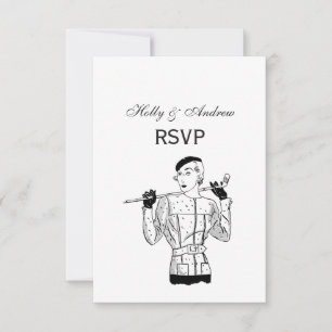 Lady Golfer mit Golf Club der 30er Jahre RSVP Karte