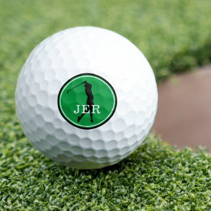 Lady Golfer Modern Sports Monogramm Grün Schwarz G Golfball