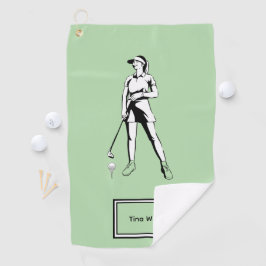 Lady Golfer Personalisierter Name und Jahr Golfhandtuch
